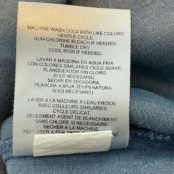 Jones New York Chambray Button Down Shirt Blue Cotton Knit Long Sleeve S - Picture 6 of 6